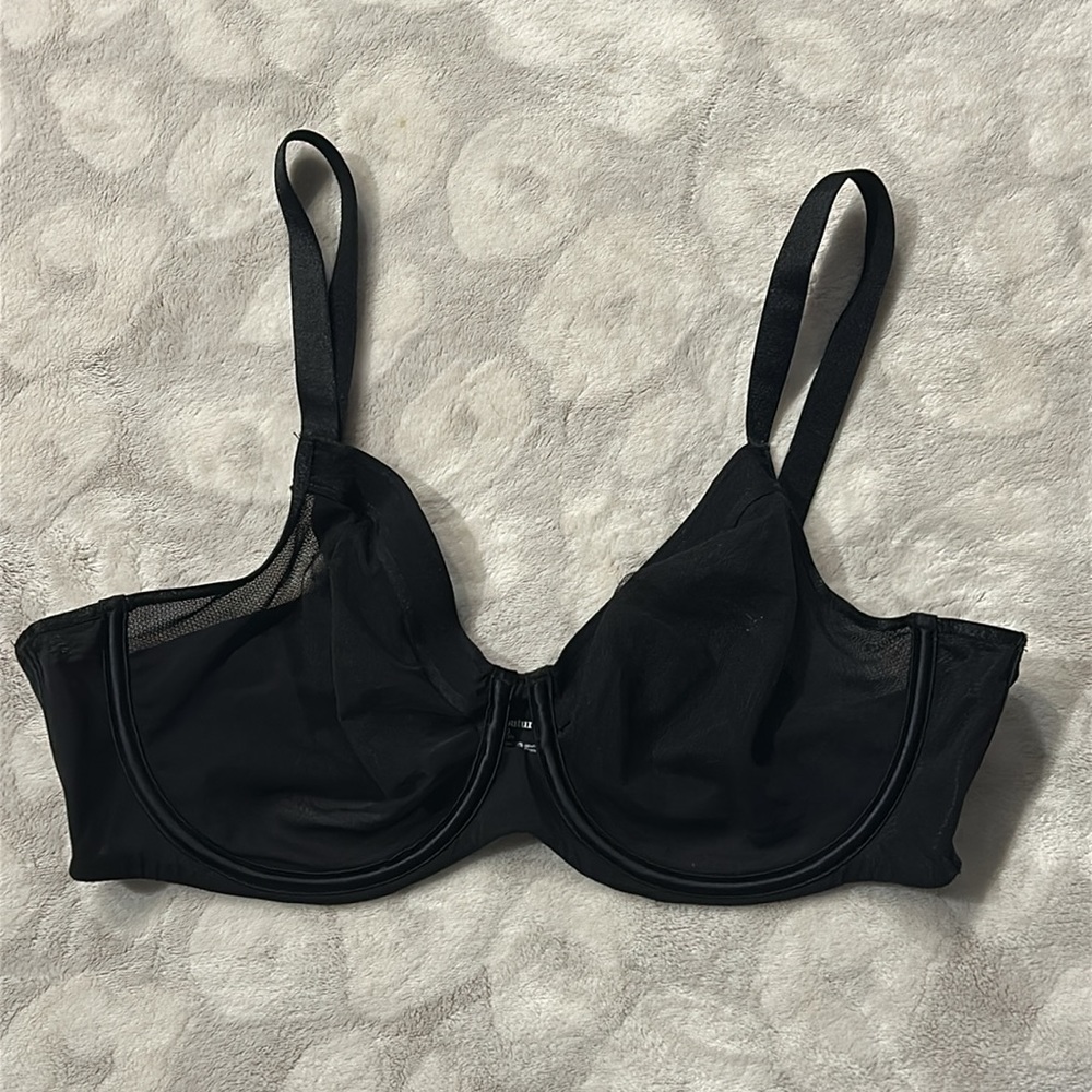 CurvyCouture Sheer Mesh Underwire Bra Black Size 38D